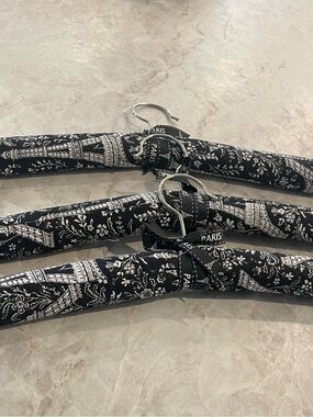 Aris Black & White Paris-Themed Padded Hangers - Set of 3